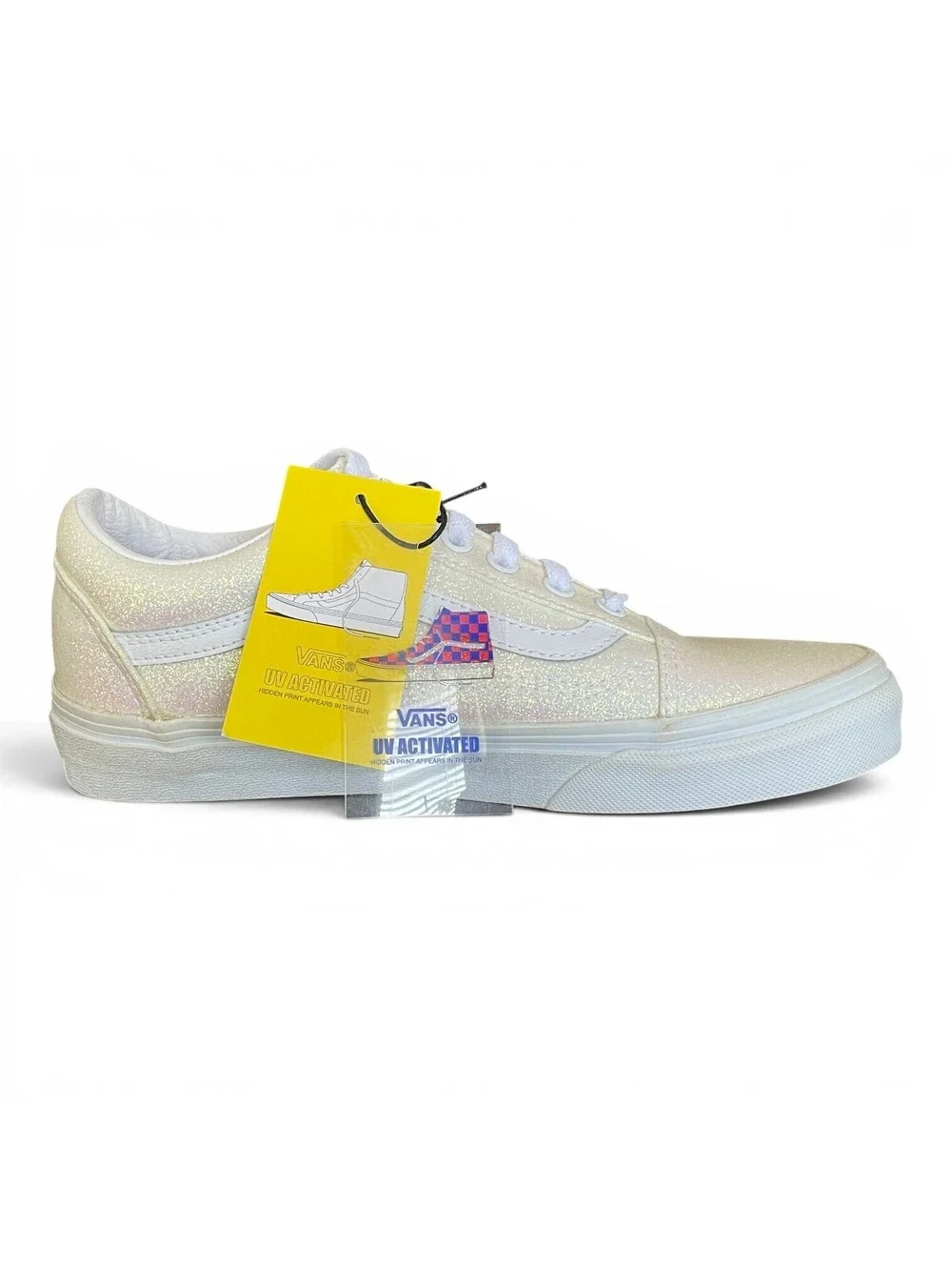 VANS Old Skool UV Glitter White/Pink Shoes Women Size 7 BNIB